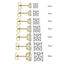 Load image into Gallery viewer, 14k Yellow Gold Square Moissanite Push Back Stud Earring