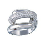 Sterling Silver Rhodium Plated Clear Micro Pave CZ Twist Ring, Size 7