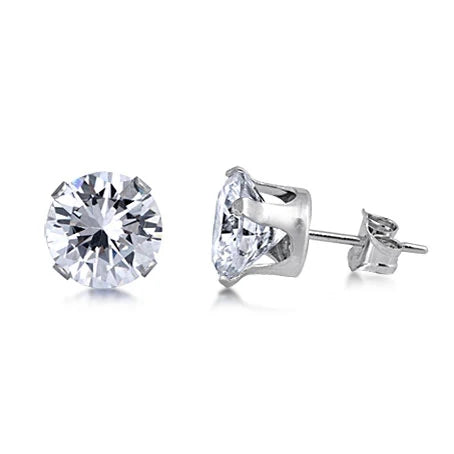 BUNDLE OF 24 PAIRS-Sterling Silver Stamping Round CZ Stud Earring