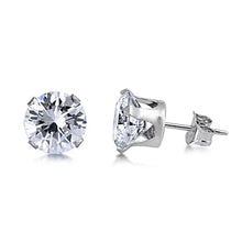 Load image into Gallery viewer, Sterling Silver Round CZ Stud Earring. Set on Stamping Setting &amp; Friction Style Post