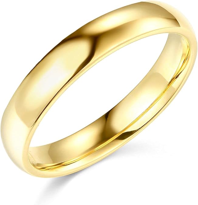 14K Yellow Gold 4mm Plain Traditional Comfort Fit Wedding Band