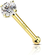 Load image into Gallery viewer, 14k Yellow Gold CZ Nose Stud with End Ball