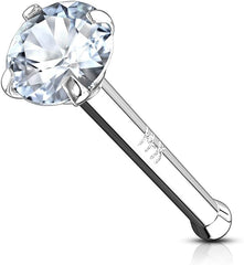14k White Gold CZ Nose Stud with End Ball