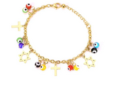 Tresoli Stainless Steel Gold Color PVD Different Shapes Link Chain Bracelet