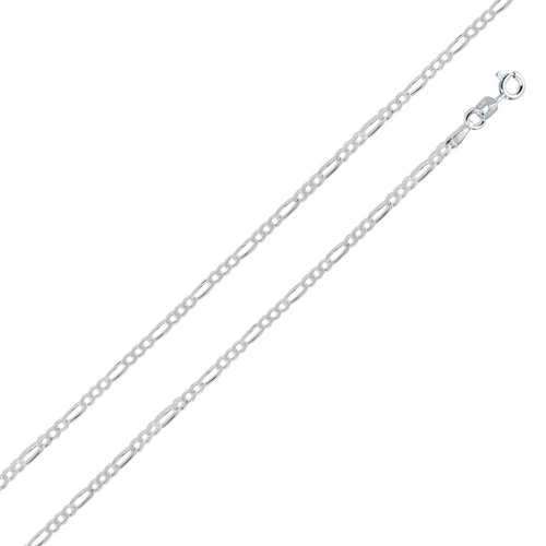 Italian Solid Sterling Silver Fancy Figaro Link Chain 050 - 1.8mm Nickel Free Necklace with Spring Ring Clasp Closure