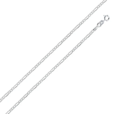 Italian Solid Sterling Silver Fancy Figaro Link Chain 050 - 1.8mm Nickel Free Necklace with Spring Ring Clasp Closure