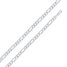 Load image into Gallery viewer, Italian Solid Sterling Silver Figaro Link Chain 180 - 7mm Nickel Free Necklace with Lobster Claw Clasp Closure, Length 26"