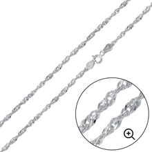 Load image into Gallery viewer, Italian Solid Sterling Silver Singapore Chain 025 - 1.3mm Nickel Free Necklace with Spring Ring Clasp Closure
