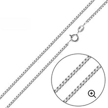 Load image into Gallery viewer, Italian Solid Sterling Silver Box Chain 024- 1.3mm Nickel Free Necklace with Lobster Clasp Closure, Length 18"