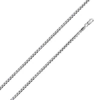 Italian Solid Sterling Silver Box Chain 026 - 1.4 mm with Lobster Clasp