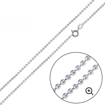 Sterling Silver Italian Solid Round Bead/Ball Chain 120 - 1.2mm Nickel Free Necklace with Spring Ring Clasp Closure