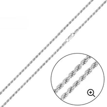 Load image into Gallery viewer, Italian Solid Sterling Silver Rope Chain 050 - 2.5MM Nickel Free Necklace with Lobster Claw Clasp Closure