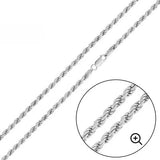 Italian Solid Sterling Silver Rope Chain 070 - 3.5MM Nickel Free Necklace with Lobster Claw Clasp Closure