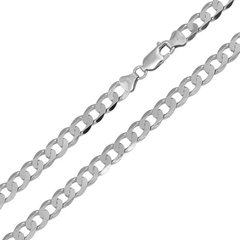 Sterling Silver Italian Solid Curb Link Chain 220 - 9mm Luxurious Nickel Free Necklace with Lobster Claw Clasp Closure