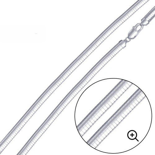 Sterling Silver Italian Solid Flat Omega Chain 2.5MM Luxurious Nickel Free Necklace with Lobster Claw Clasp Closure