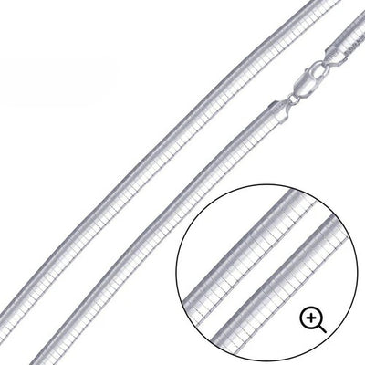 Sterling Silver Italian Solid Flat Omega Chain 3MM Luxurious Nickel Free Necklace with Lobster Claw Clasp Closure