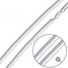 Sterling Silver Italian Solid Flat Omega Chain 3MM Luxurious Nickel Free Necklace with Lobster Claw Clasp Closure