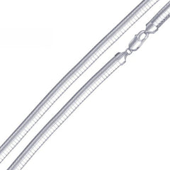 Sterling Silver Italian Solid Flat Omega Chain 4MM Nickel Free Necklace with Lobster Claw Clasp Closure