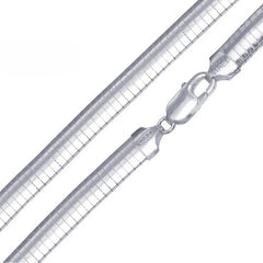 Sterling Silver Italian Solid Flat Omega Chain 8mm Nickel Free Necklace with Lobster Claw Clasp Closure