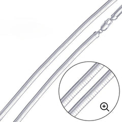 Sterling Silver Italian Solid Round Omega Chain 150 - 1.5mm Nickel Free Necklace with Lobster Claw Clasp Closure