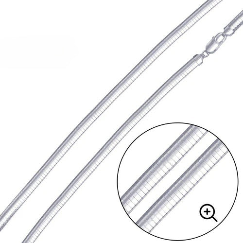 Sterling Silver Italian Solid Round Omega Chain 200 - 2mm Luxurious Nickel Free Necklace with Lobster Claw Clasp Closure -