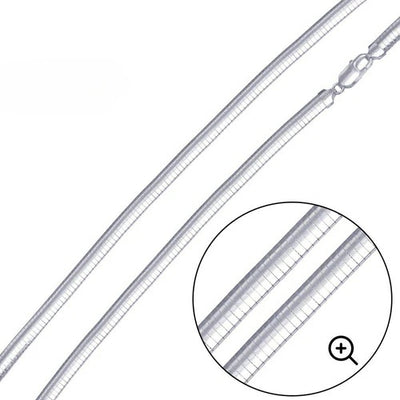 Sterling Silver Italian Solid Round Omega Chain 200 - 2mm Luxurious Nickel Free Necklace with Lobster Claw Clasp Closure -