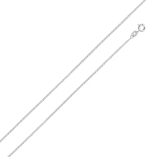Italian Solid Sterling Silver Fancy Figaro Link Chain 040-1.5 mm with Spring Ring Clasp Closure, Length 18"