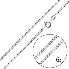 Italian Solid Sterling Silver Box Chain 024- 1.3mm Nickel Free Necklace with Lobster Clasp Closure