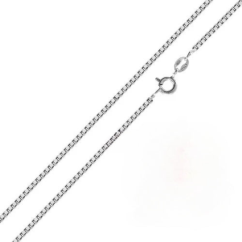 Italian Solid Sterling Silver 8 Sided Diamond Cut Box Chain 019- 1MM with Spring Lock Clasp Closure