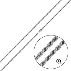 Italian Sterling Silver Rhodium Plated Rope 030- 1.4 mm with Lobster Claw Clasp Closure