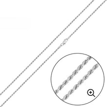 Load image into Gallery viewer, Italian Solid Sterling Silver Rope Chain 025 - 1.1MM Nickel Free Necklace with Lobster Claw Clasp Closure