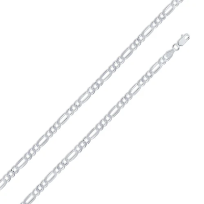 Italian Sterling Silver Flat Figaro Chain 140- 6 mm with Lobster Claw Clasp Closure