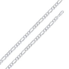 Load image into Gallery viewer, Italian Sterling Silver Flat Figaro Chain 180- 8 mm with Lobster Claw Clasp Closure