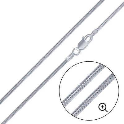 Italian Sterling Silver Diamond Cut Snake Chain 035 - 1.3MM Chain with Lobster Claw Clasp Closure