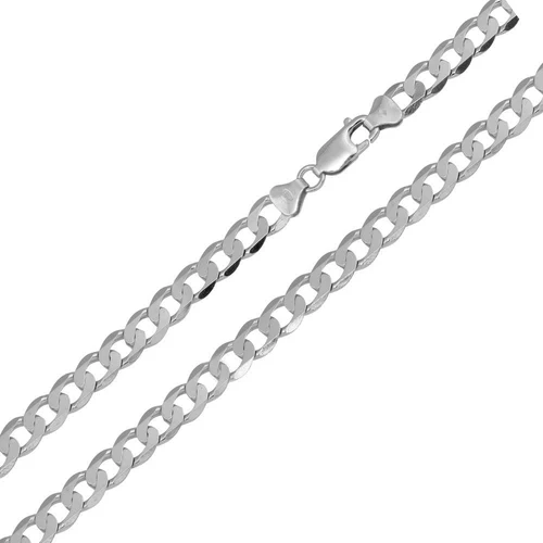 Italian Sterling Silver Flat Curb Link Chain 120- 5.4 mm with Lobster Claw Clasp Closure