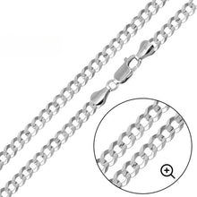 Load image into Gallery viewer, Italian Sterling Silver Flat Curb Link Chain 180- 7.2 mm with Lobster Claw Clasp Closure