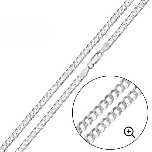 Italian Sterling Silver Curb Chain 060-2mm with Lobster Clasp Closure