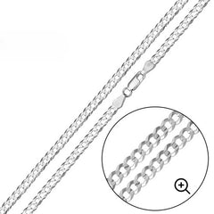 Italian Sterling Silver Curb Chain 060-2mm with Lobster Clasp Closure