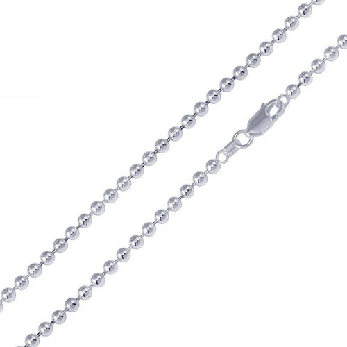 Sterling Silver Italian Bead 400-4mm Chain with Lobster Clasp Closure