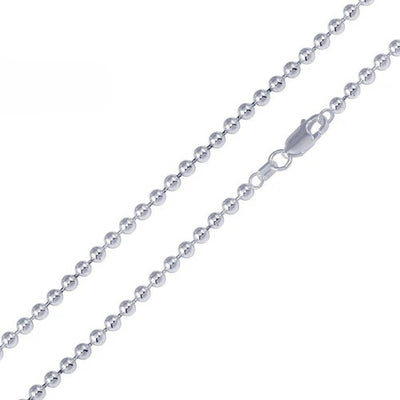 Sterling Silver Italian Bead 400-4mm Chain with Lobster Clasp Closure