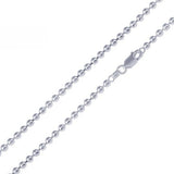 Sterling Silver Italian Bead 400-4mm Chain with Lobster Clasp Closure