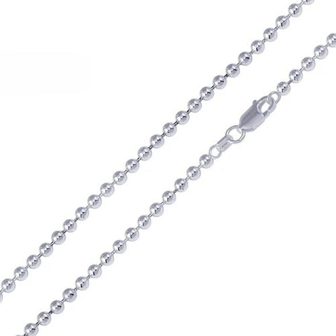 Sterling Silver Italian Bead 400-4mm Chain with Lobster Clasp Closure