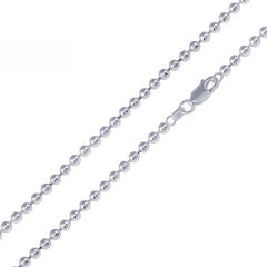 Sterling Silver Italian Bead 400-4mm Chain with Lobster Clasp Closure