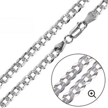 Load image into Gallery viewer, Sterling Silver Italian Pave 120-5.2MM Flat Curb Chain