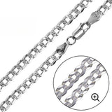 Sterling Silver Italian Pave 220-10.2MM Flat Curb Chain