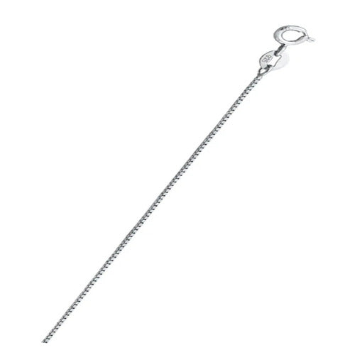 Sterling Silver Rhodium Plated 0.65mm Box Chain