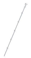 Italian Sterling Silver 040-0.6mm Box Chain With Beads with Spring Clasp Closure