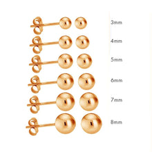 Load image into Gallery viewer, Sterling Silver Rose Gold Plated Round Ball Earrings