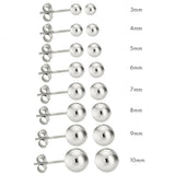 14K High Polish White Gold Classy Ball Earrings with (Friction Post/Tension Back)