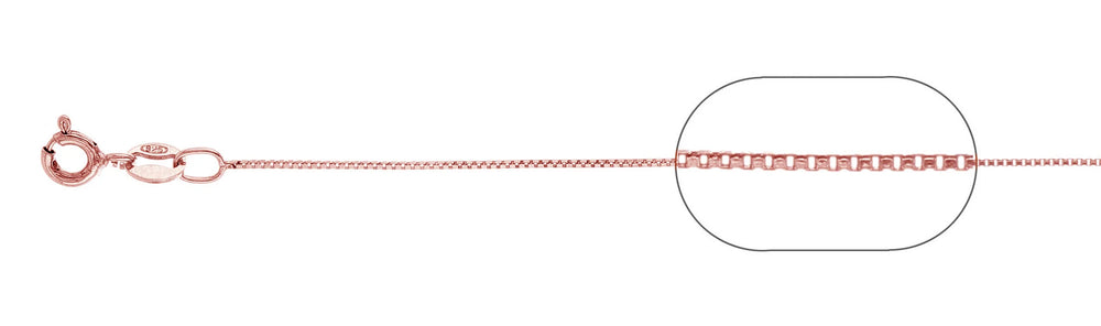 Italian Sterling Silver Rose Gold Plated 015-0.8mm Box Chain with Spring Clasp closure